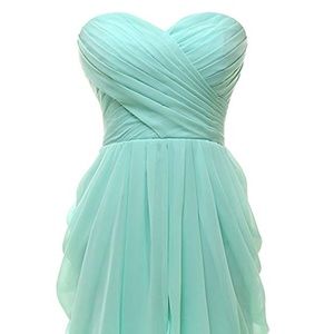Mint Green Strapless Short Bridesmaid / Prom Dress